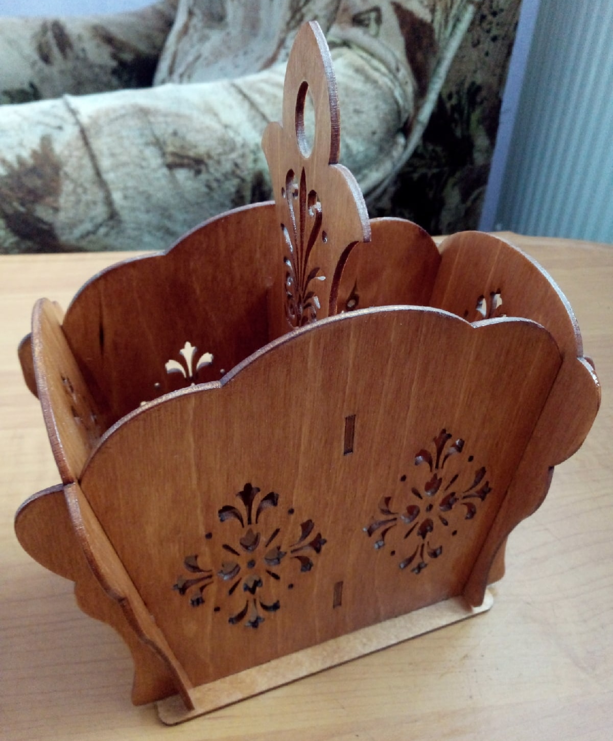 Laser Cut Wooden Cutlery Caddy Free Vector File