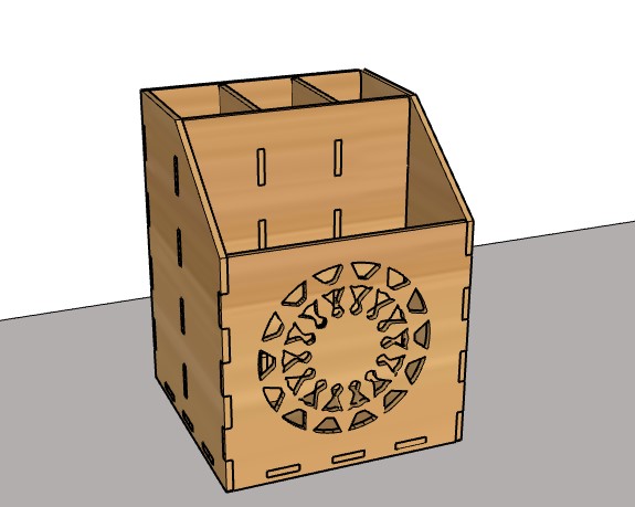 Laser Cut Wooden Desk Organizer Pattern Pen Holder Model 3 Mm Plan Free DXF File