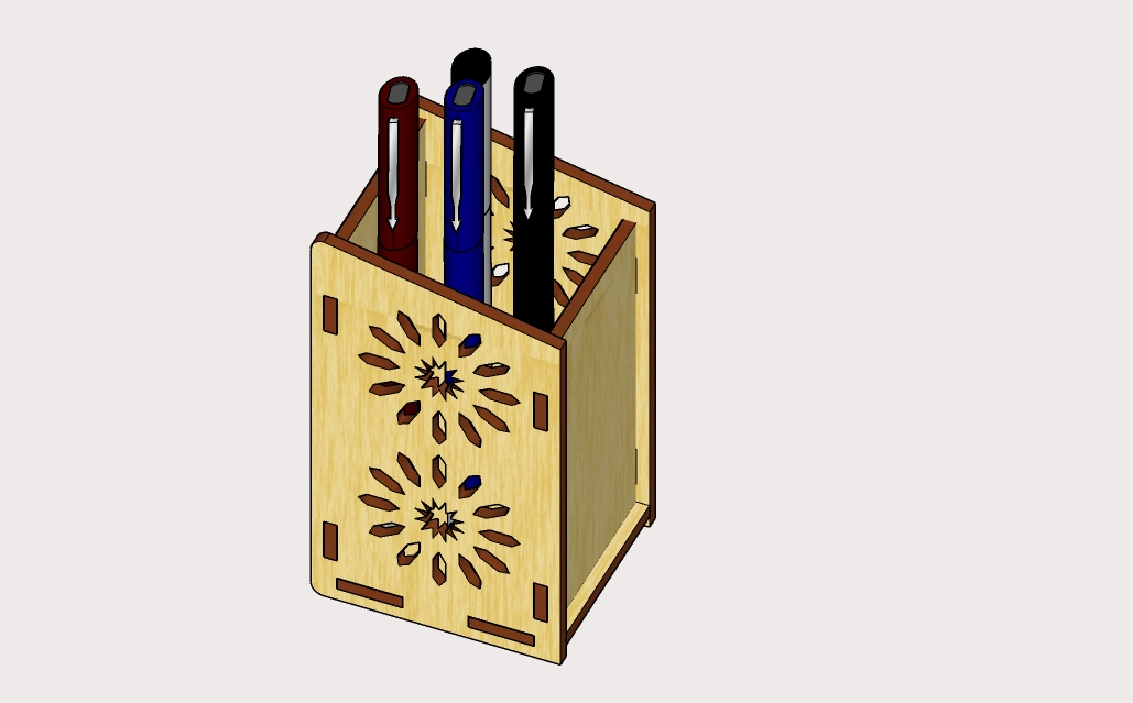 Laser Cut Wooden Desk Organizer Pen Pencil Holder Stand Model 3 Mm Plan Free DXF File