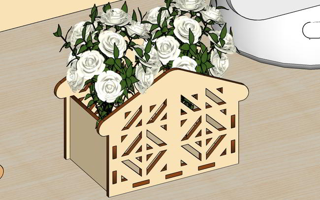 Laser Cut Wooden Flower Basket Gift Basket Free DXF File