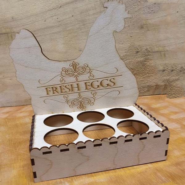 Laser Cut Wooden Fresh Egg Holder Easter Egg Organizer Box Chicken Egg Stand Free DXF File