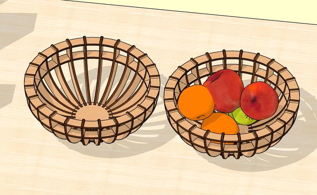Laser Cut Wooden Fruit Bowl Free Vector File
