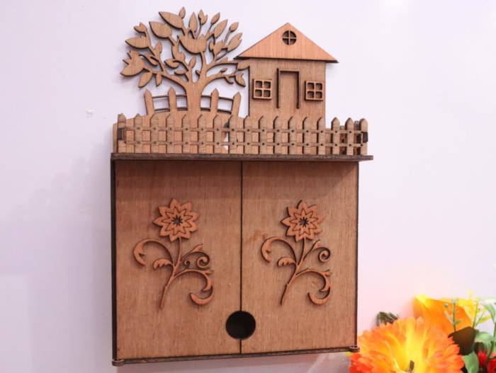 Laser Cut Wooden Key Storage Cabinet Key Holder Box 3mm Free Vector File