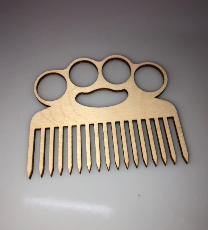 Laser Cut Wooden Knuckles Beard Comb Wide Tooth Comb Free Vector File