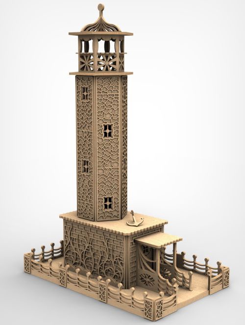 Laser Cut Wooden Lighthouse 3d Model Free Vector File