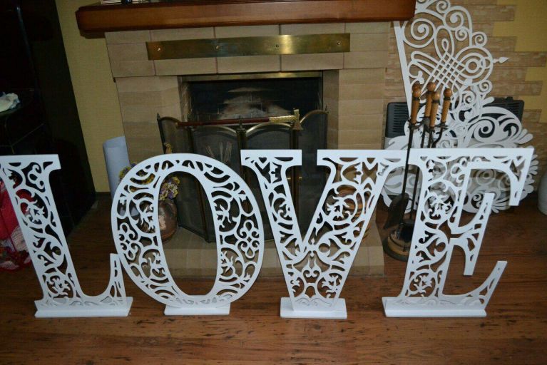 Laser Cut Wooden Love Standy For Photoshoot Free Vector File
