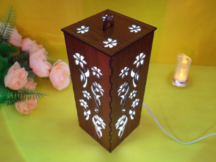 Laser Cut Wooden Night Light Lamp 3mm Free DXF File