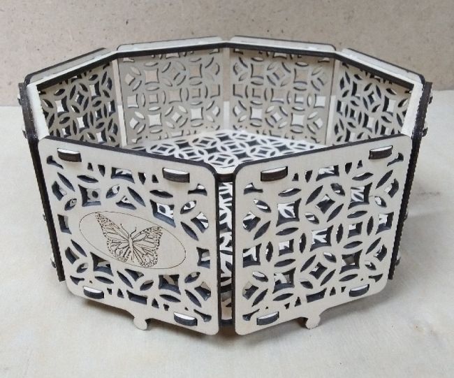 Laser Cut Wooden Octagon Box Storage Case Decorative Packaging Box Free Vector File