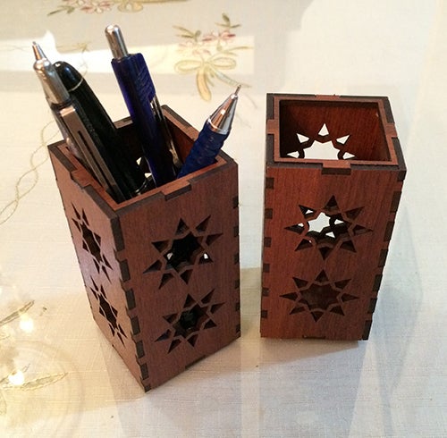 Laser Cut Wooden Pen Holder Free DXF File