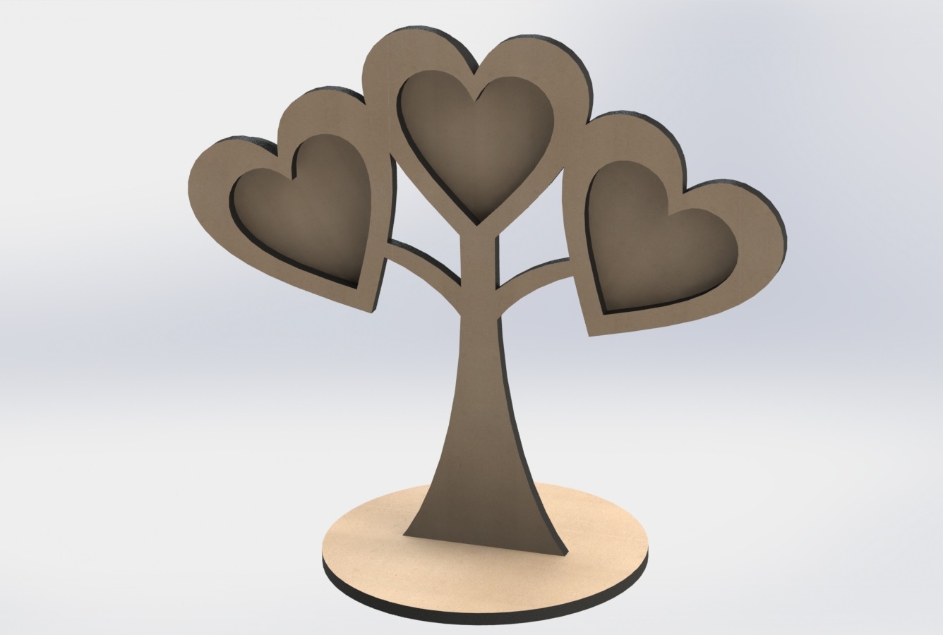 Laser Cut Wooden Photo Frames Heart Shaped On Tree Free DXF File