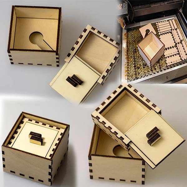 Laser Cut Wooden Puzzle Box With Sliding Lid Free DXF File