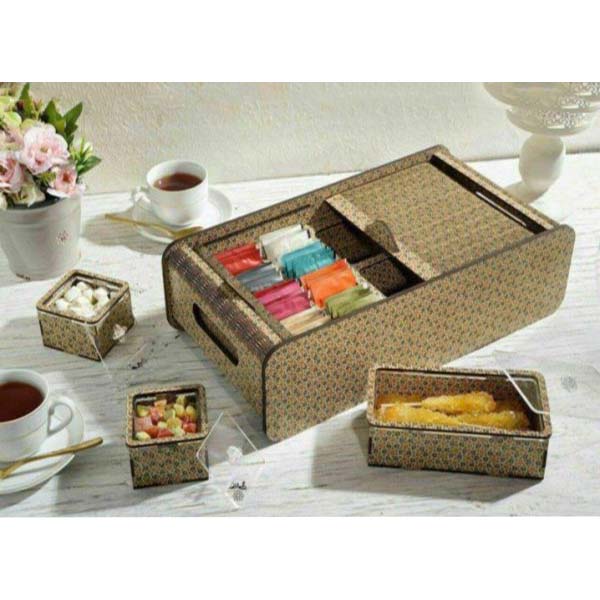 Laser Cut Wooden Puzzle Tea Bag Organizer Box Free Vector File