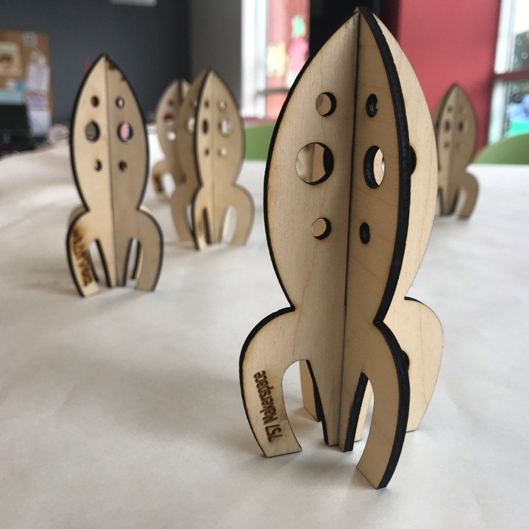 Laser Cut Wooden Rocket Ship Free DXF File