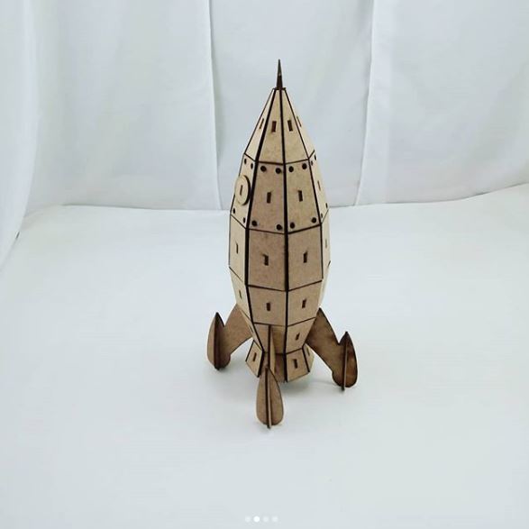 Laser Cut Wooden Rocket Spaceship Toy 3mm Free Vector File