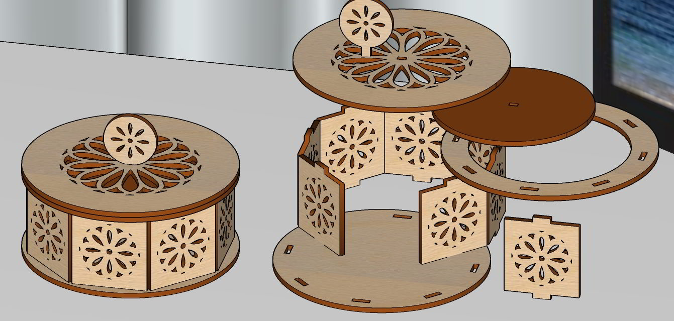 Laser Cut Wooden Round Box With Lid Jewelry Box Gift Box 3mm Free Vector File