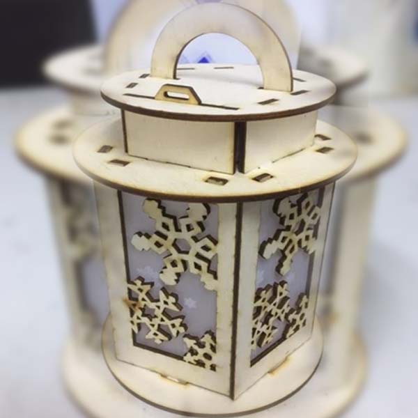 Laser Cut Wooden Snowflake Pattern Lantern Template Free Vector File
