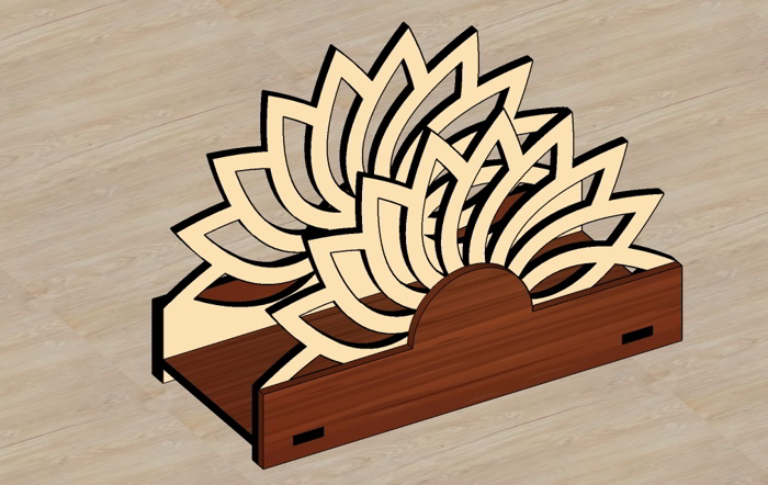 Laser Cut Wooden Tissue Paper Stand Napkin Holder Free DXF File