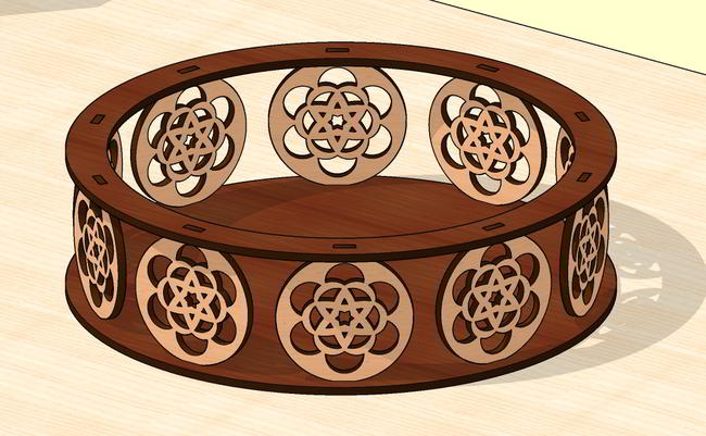 Laser Cut Wooden Tray Fruit Basket Free Vector File