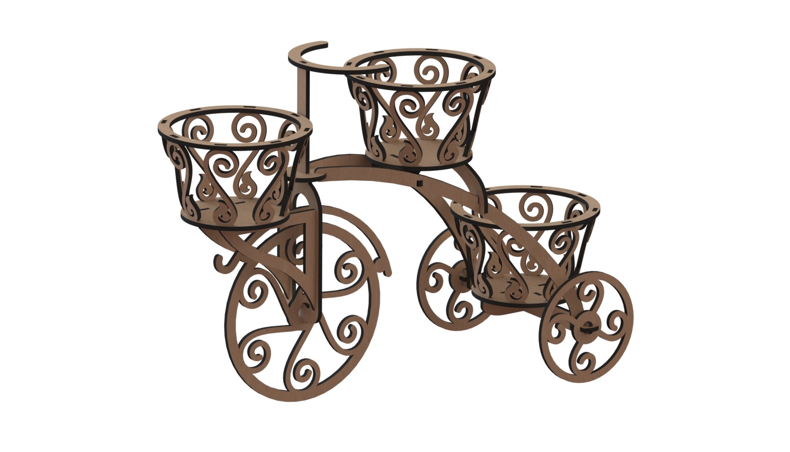 Laser Cut Wooden Tricycle Decrative Flower Box 6mm Free DXF File