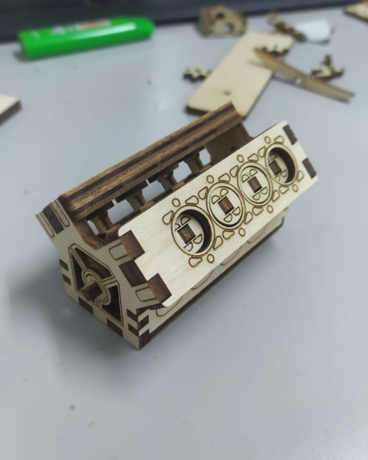 Laser Cut Wooden v8 Engine Free Vector File