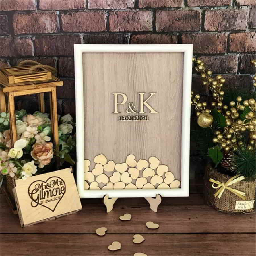 Laser Cut Wooden Wedding Hearts Frame Wooden Wedding Gift Frame Free DXF File