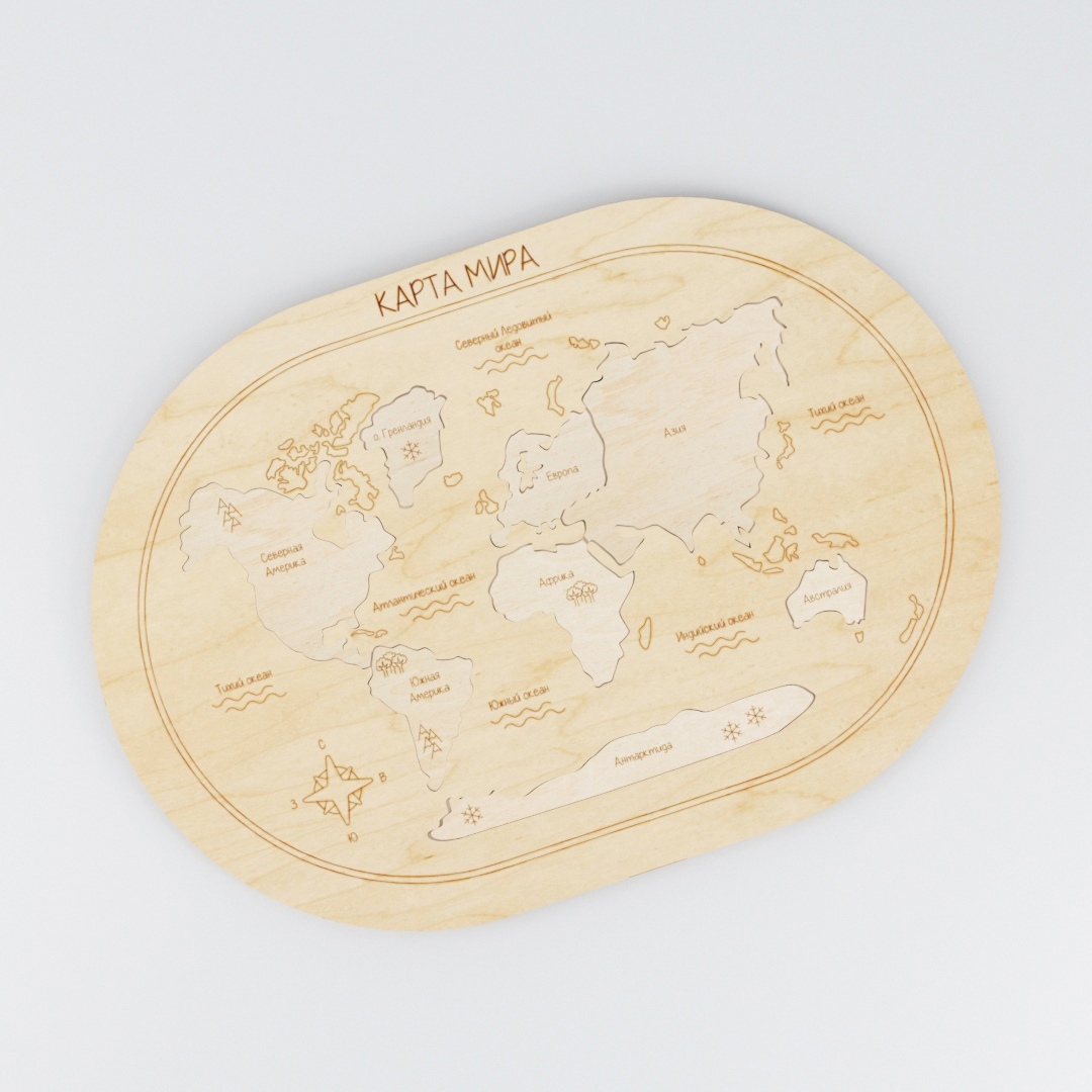Laser Cut Wooden World Map Free Vector File