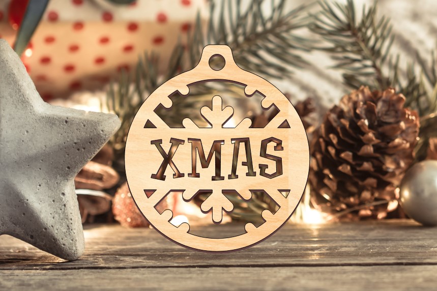 Laser Cut Xmas Bauble Ornament Christmas Decorations Free Vector File