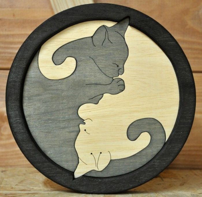 Laser Cut Yin Yang Cat Free Vector File