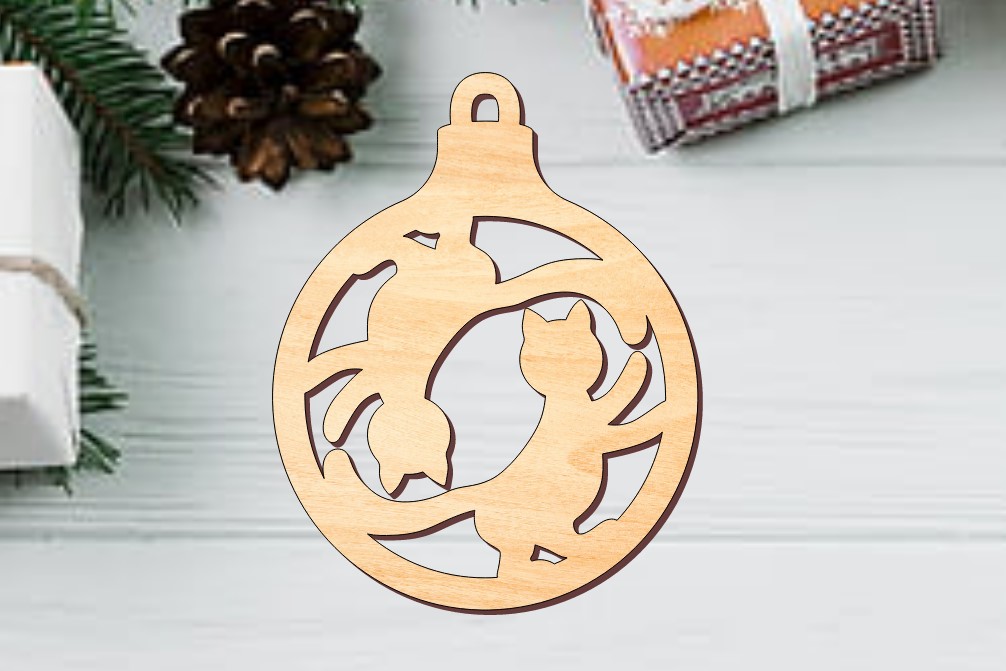 Laser Cut Yin Yang Cats Ornament Free Vector File