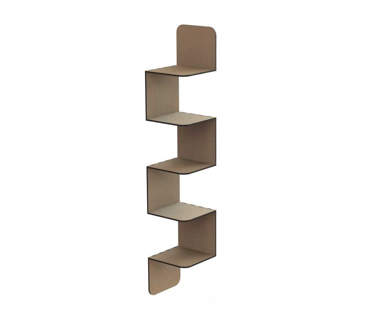 Laser Cut Zigzag Corner Wall Mount Shelf Free Vector File