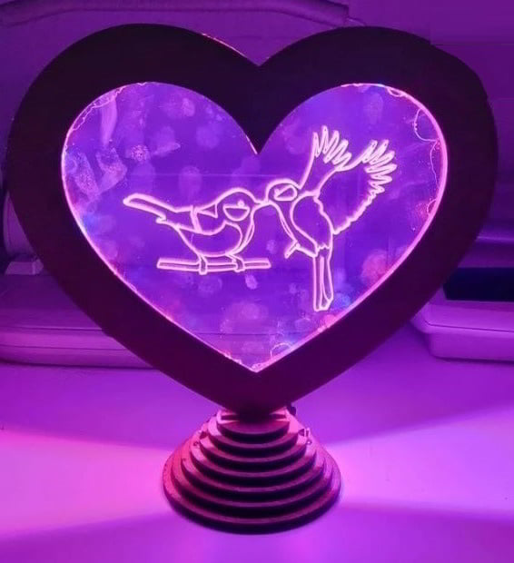 Laser Engraving 3d Illusion Acrylic Heart Lamp Free Vector File