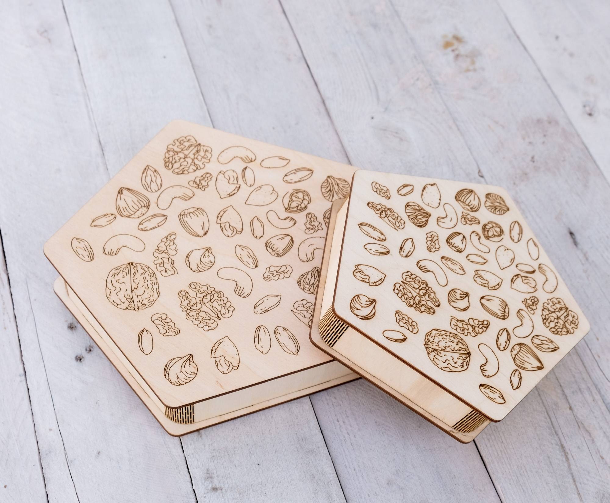 Laser Engraving For Nuts Wooden Gift Box Free Vector File