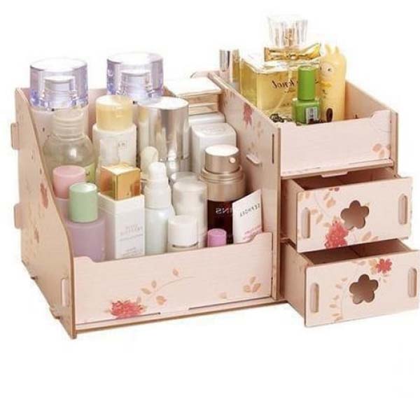 Lasker Cut Wooden Cosmetic Box Makeup Organizer Box Free Vector File