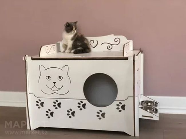 Layout Of Cat House For Laser Cut Free Vector File