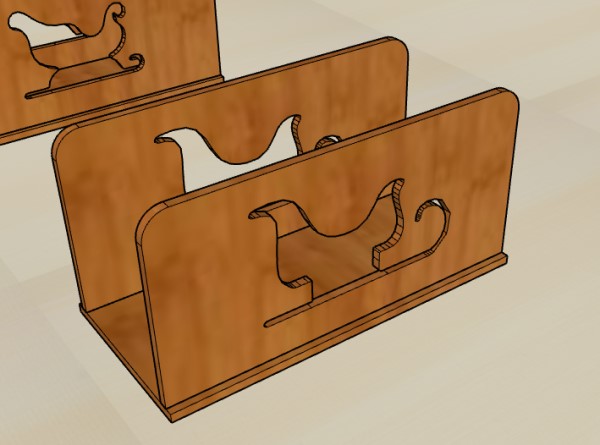 Letter Organizer Wood Napkin Holder Christmas Sleigh Laser Cut Free DXF File