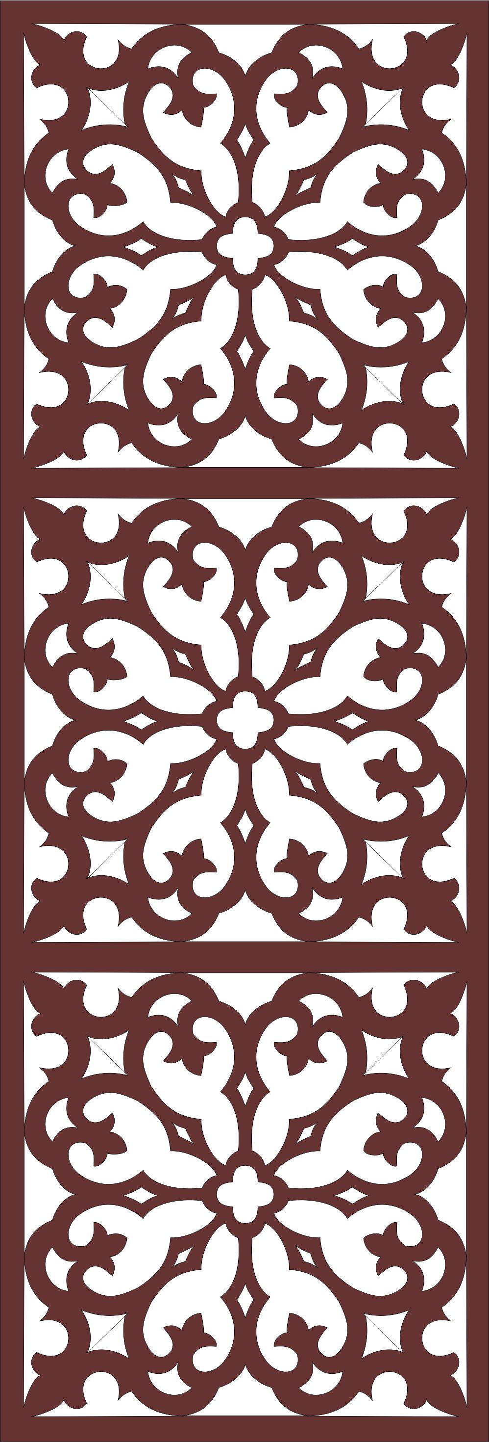 Living Room Seamless Floral Grill Design For Laser Cut Free Vector File