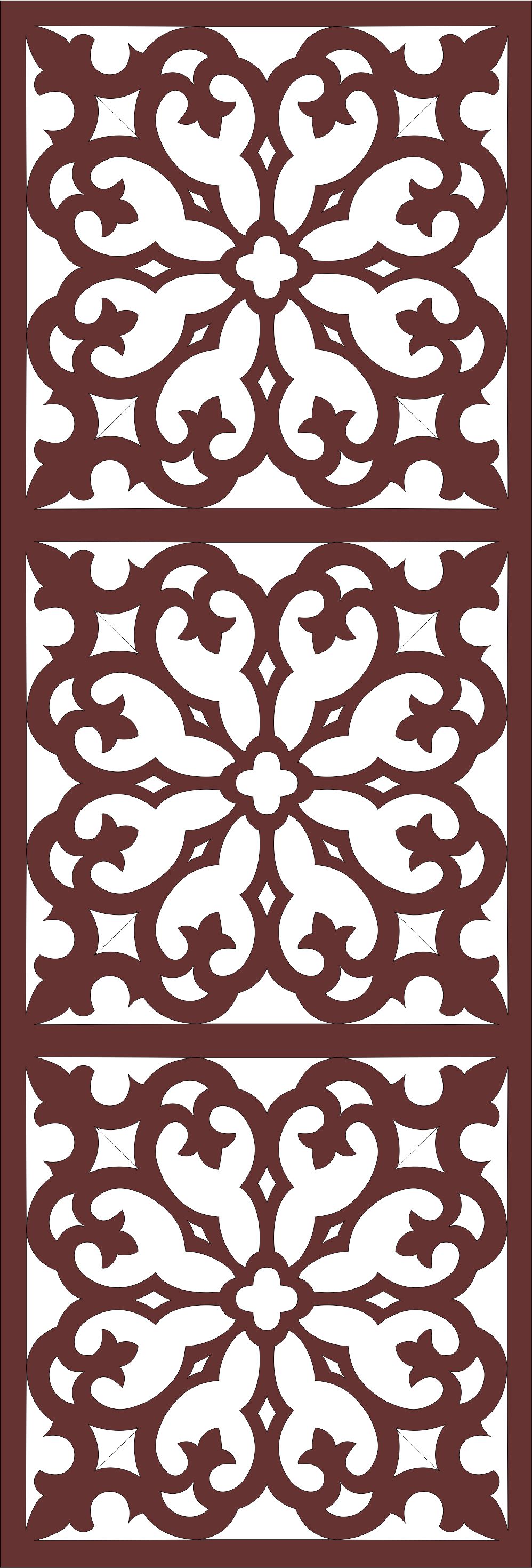 Living Room Seamless Floral Grill Design For Laser Cutting Free DXF File