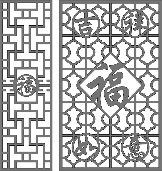 Living Room Seamless Floral Lattice Panels Set Free DXF File