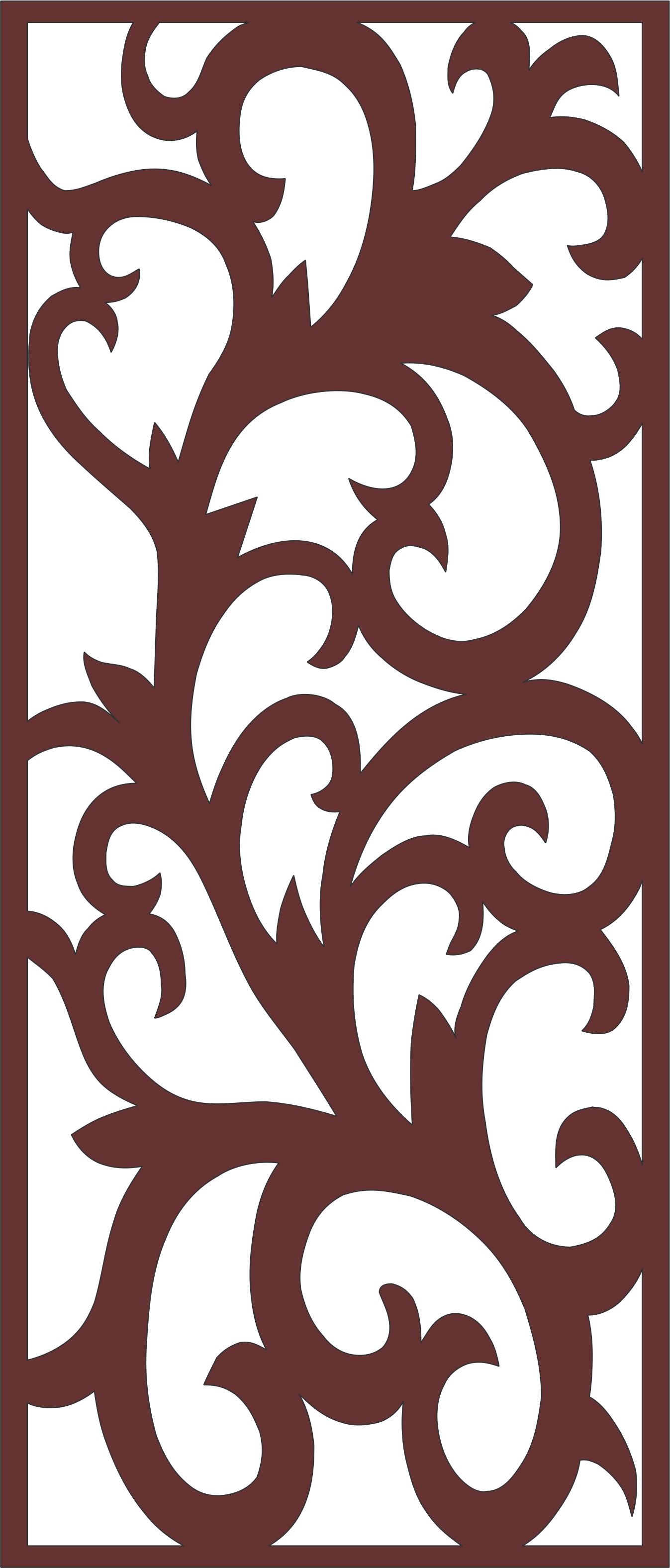 Living Room Seamless Floral Screen For Laser Cutting Free DXF File