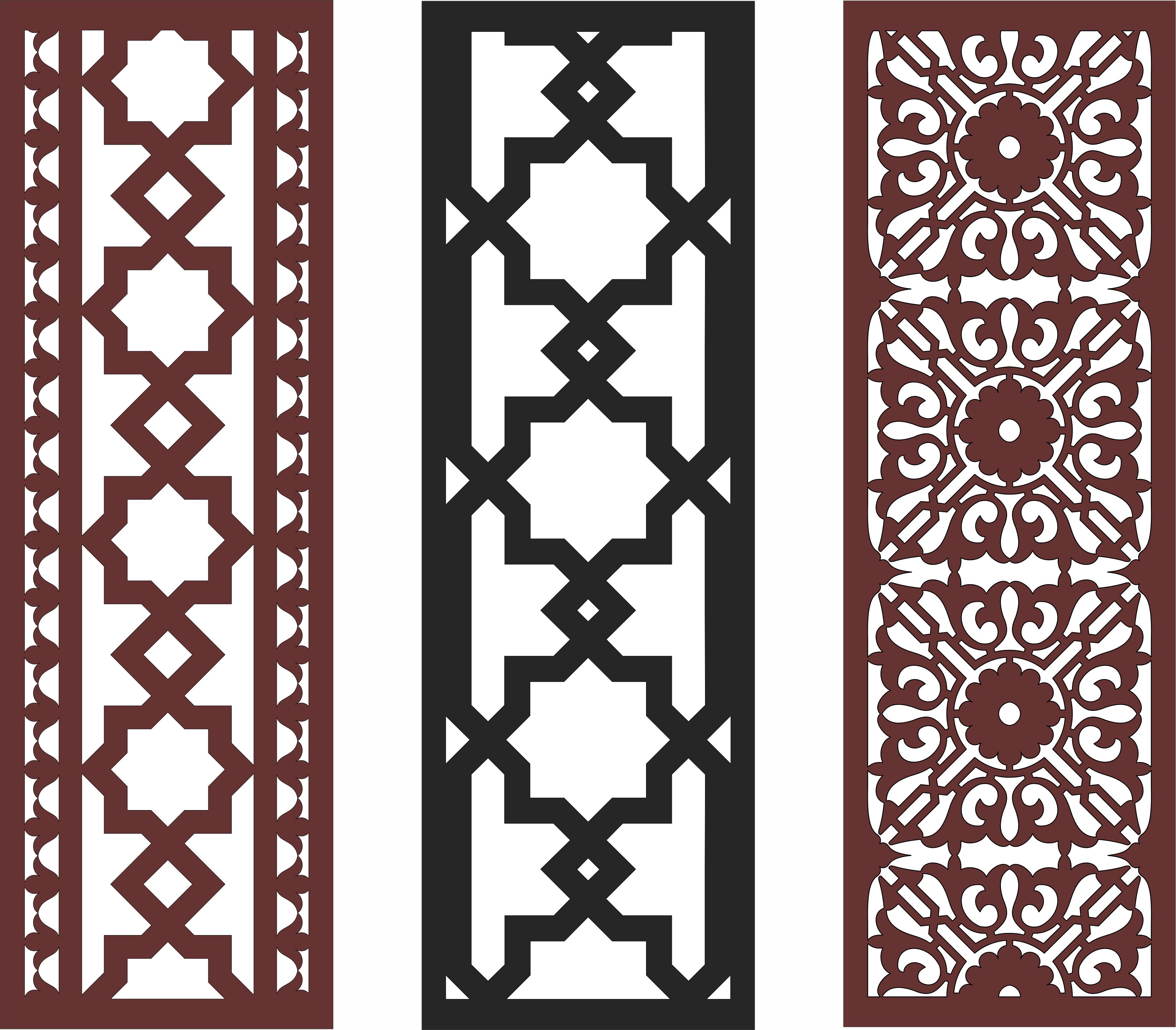 Living Room Seamless Floral Screen Set For Laser Cutting Free DXF File