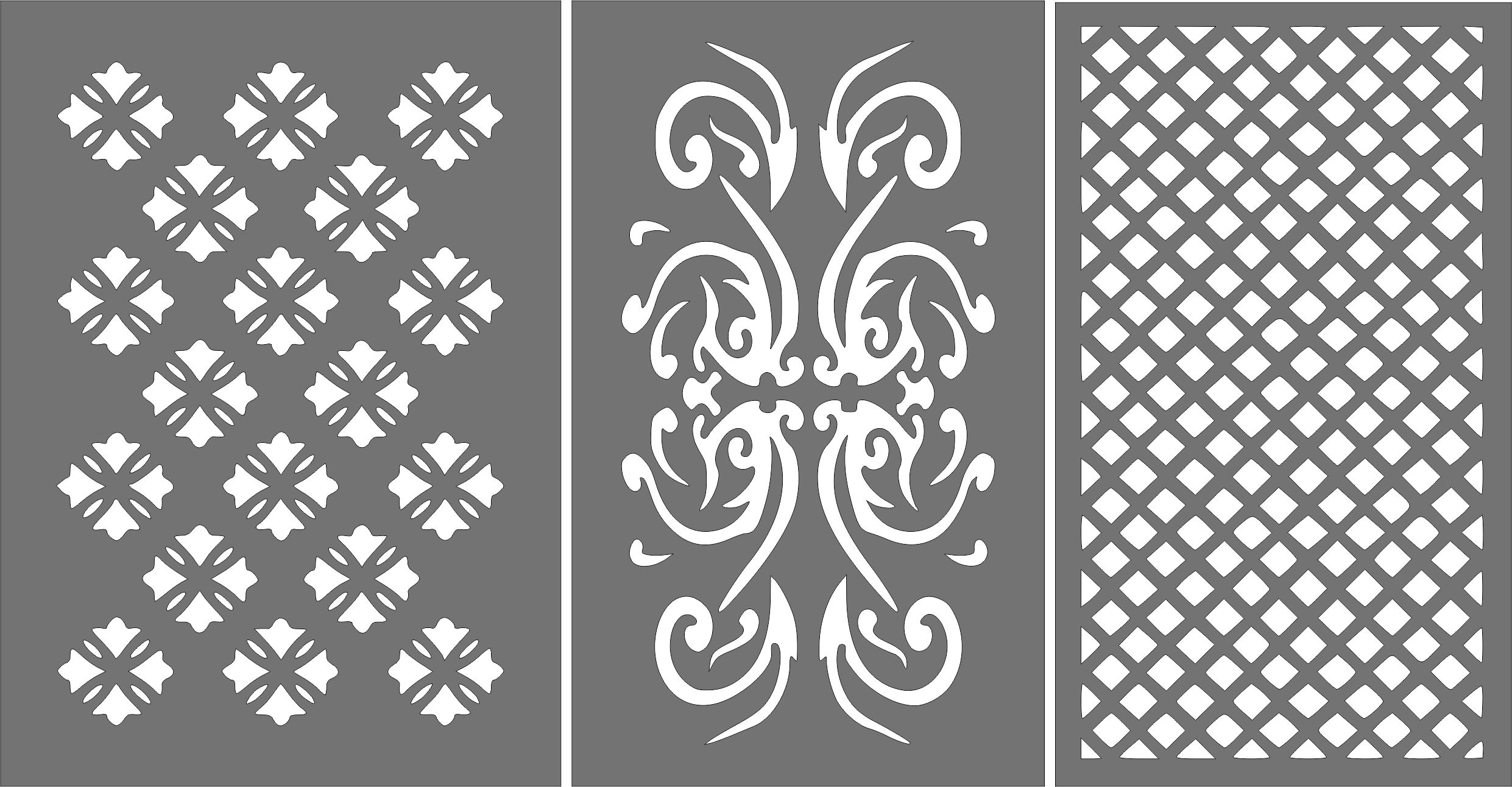 Living Room Seamless Separator Lattice Panels Set Free DXF File