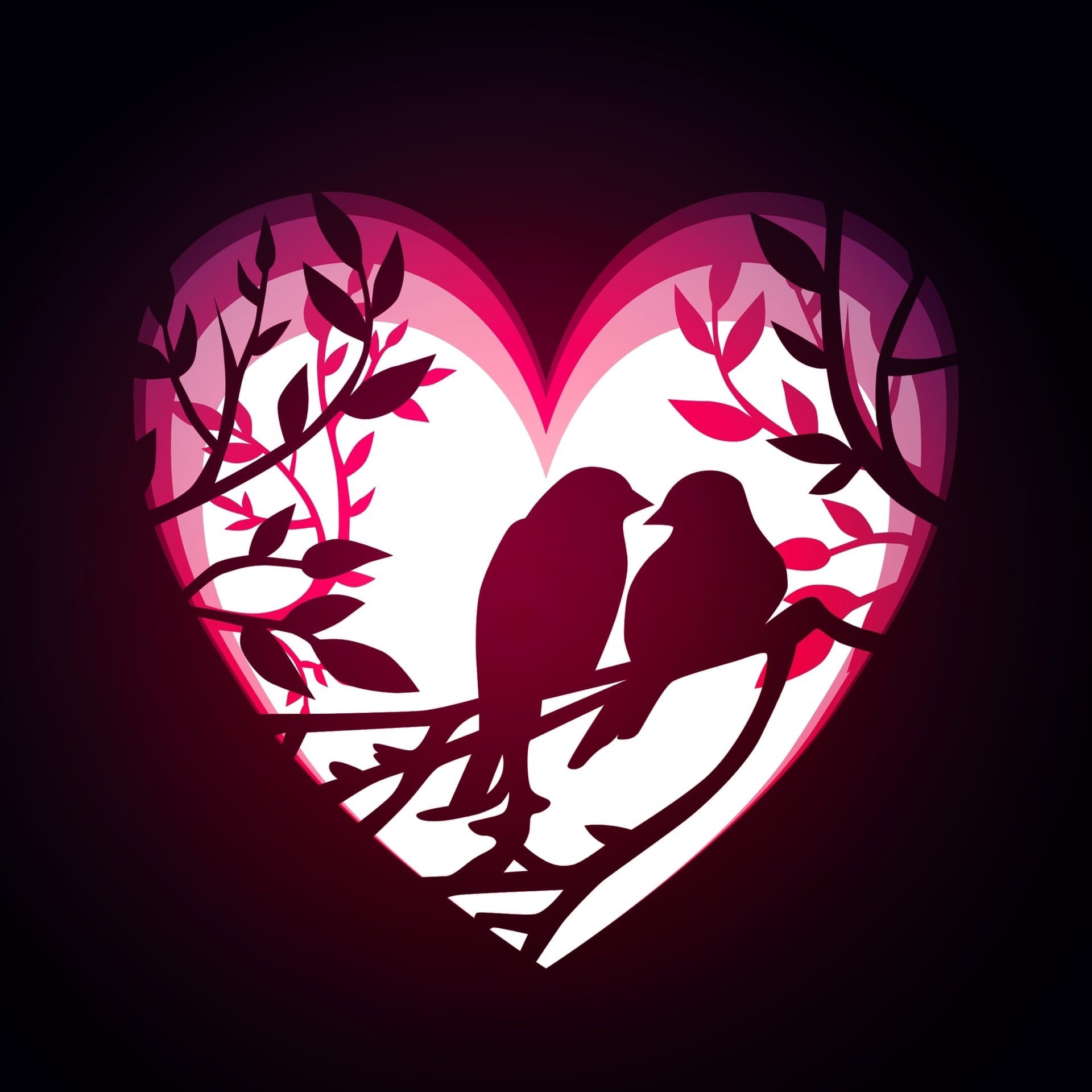 Love Birds Layered Decorfor Laser Cut Free DXF File