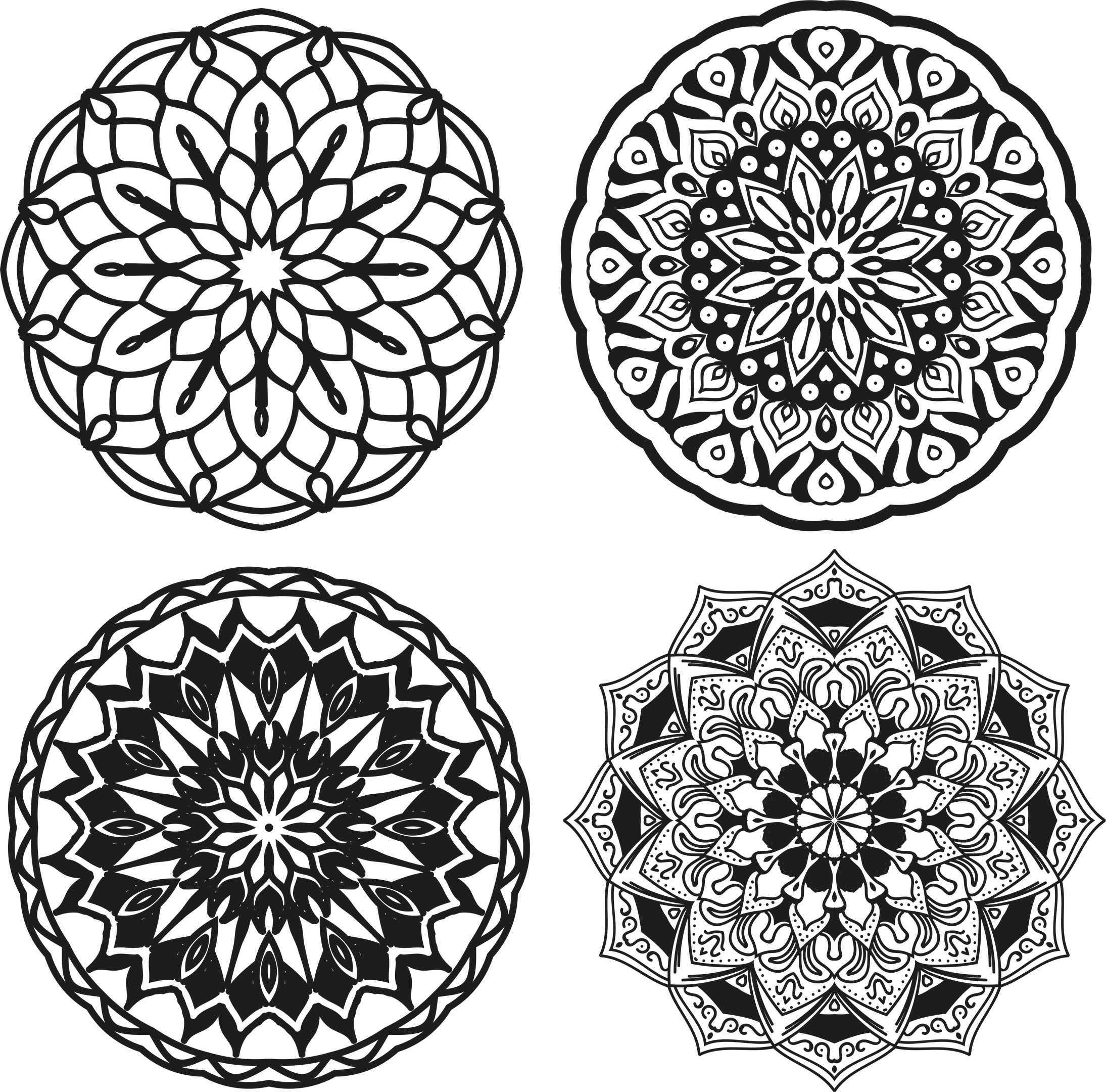 Mandalas Set Ornament Free Vector File