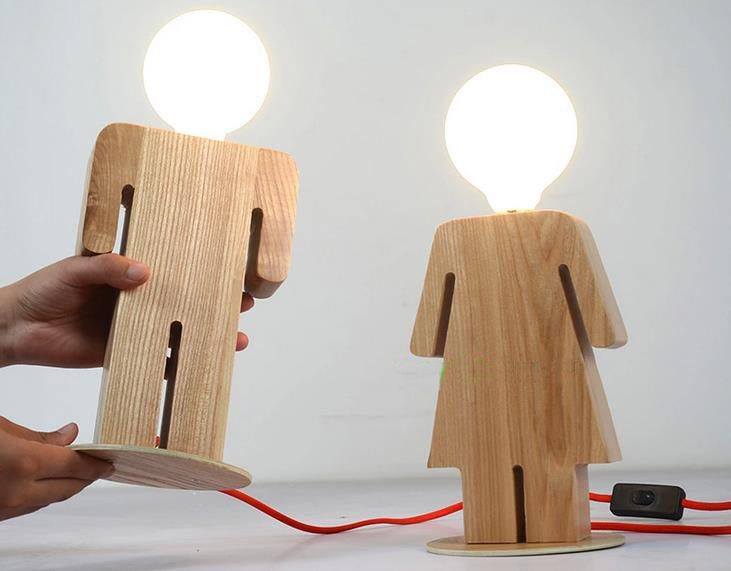 Men And Women Wooden Lamp For Laser Cutting Free DXF File