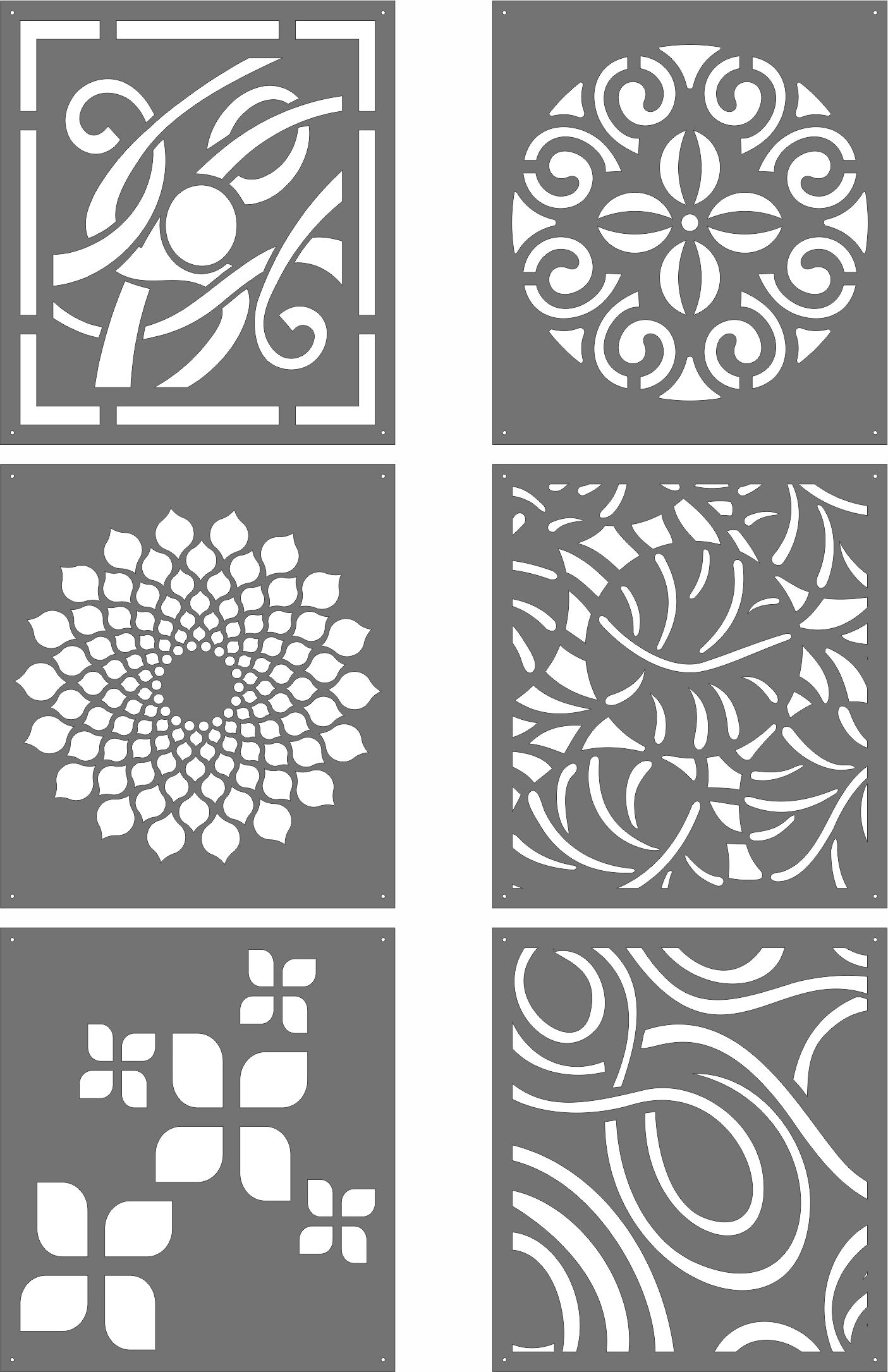 Modern Jali Room Dividers Patterns Set For Laser Cut Free Vector File