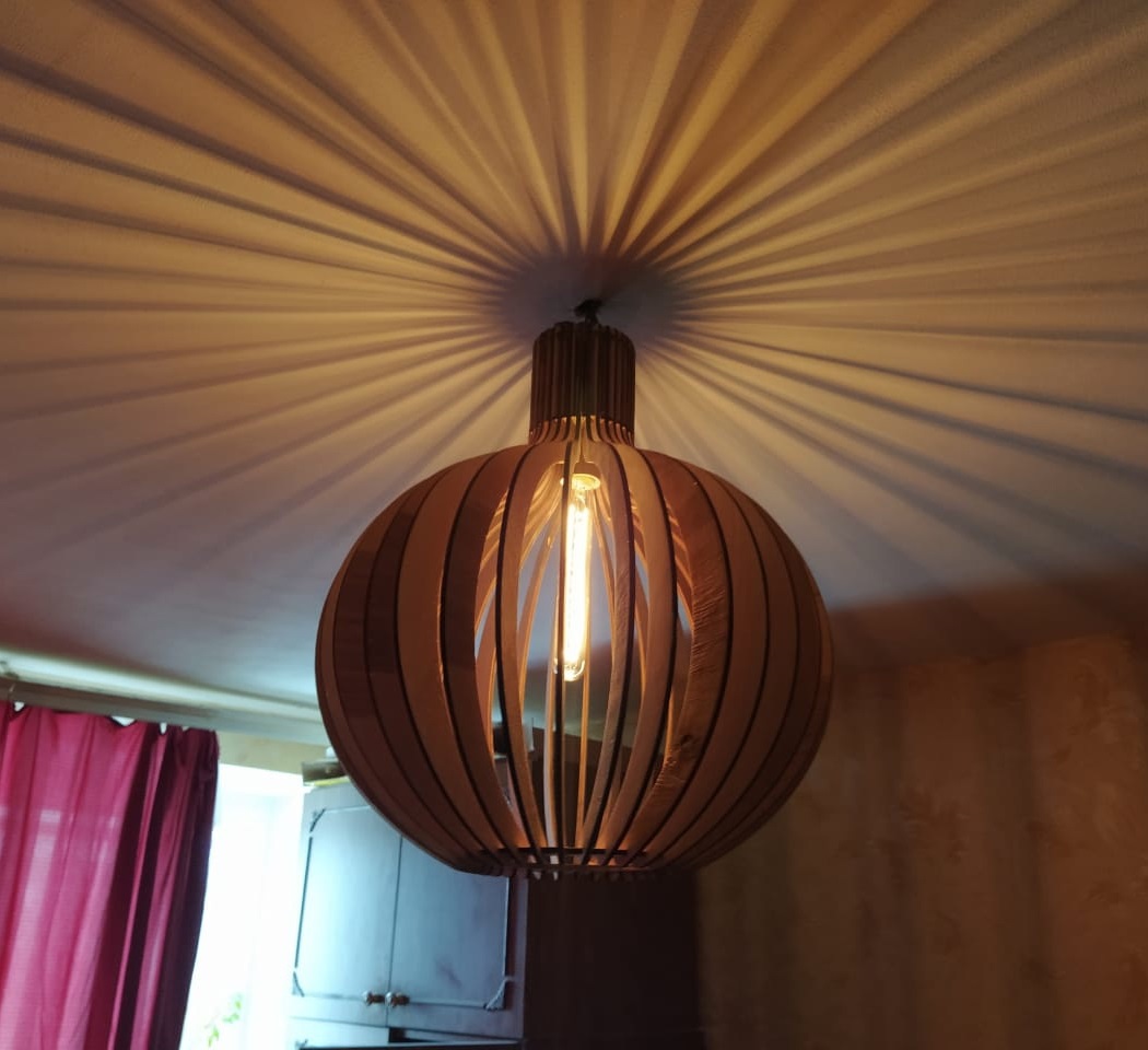 Modern Pendant Light Wooden Round Shape Pendant Lamp For Laser Cutting Free Vector File