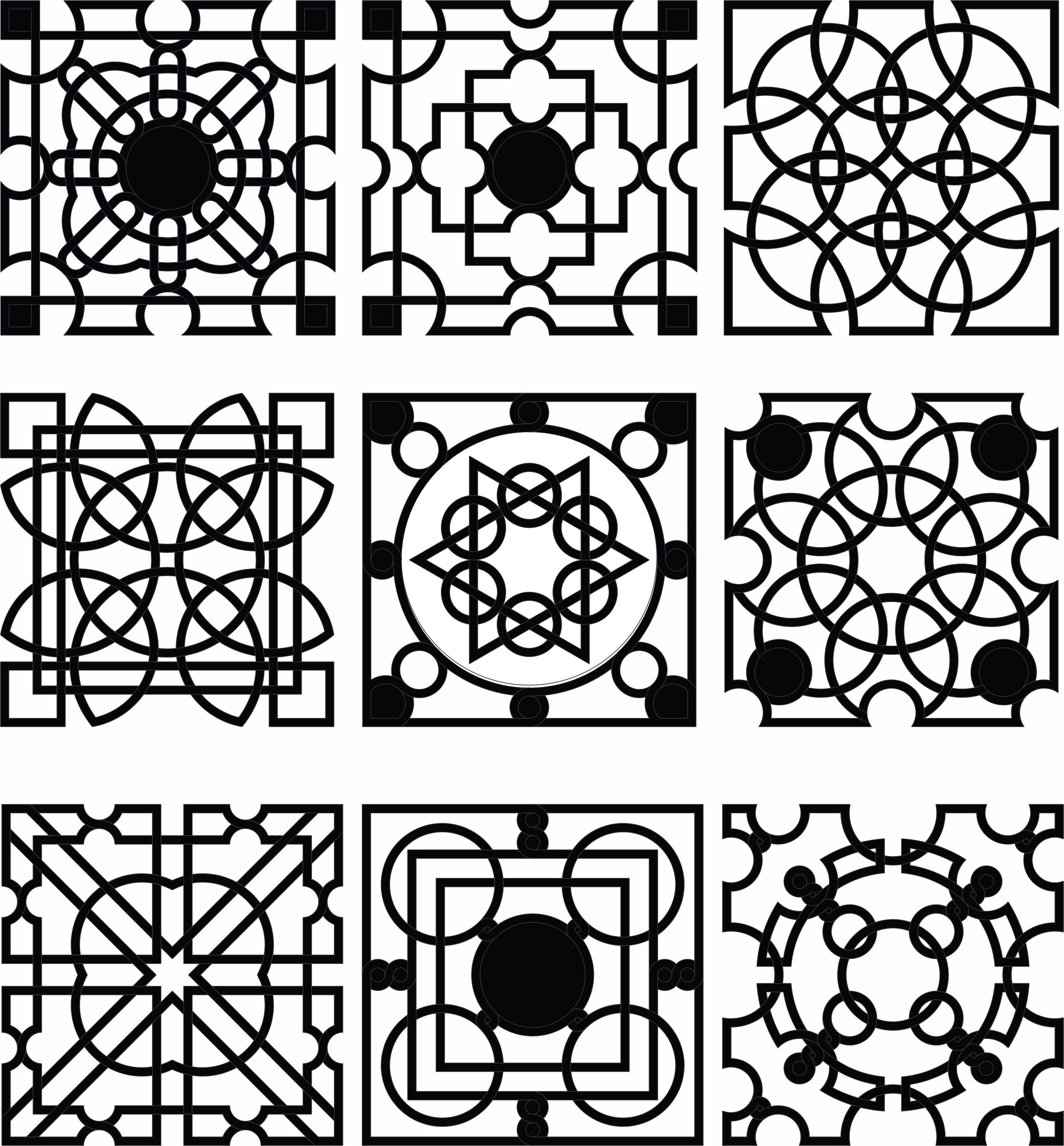 Modern Privacy Partition Indoor Grill Panels Set For Laser Cutting Free DXF File