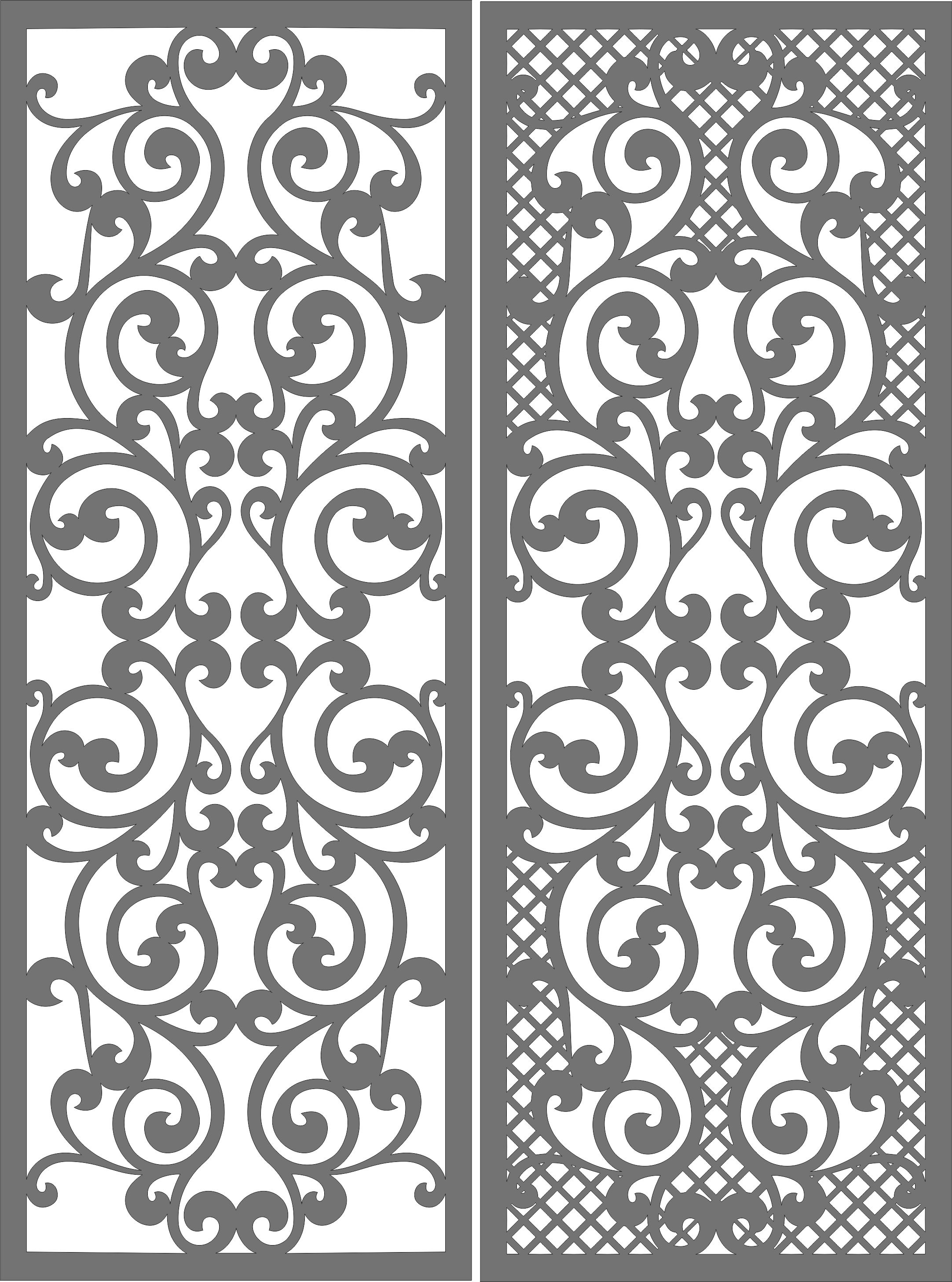 Modern Privacy Partition Indoor Lattice Panels Set For Laser Cut Free Vector File