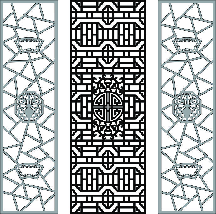Modern Privacy Partition Indoor Panel Lattice Set For Laser Cut Free Vector File