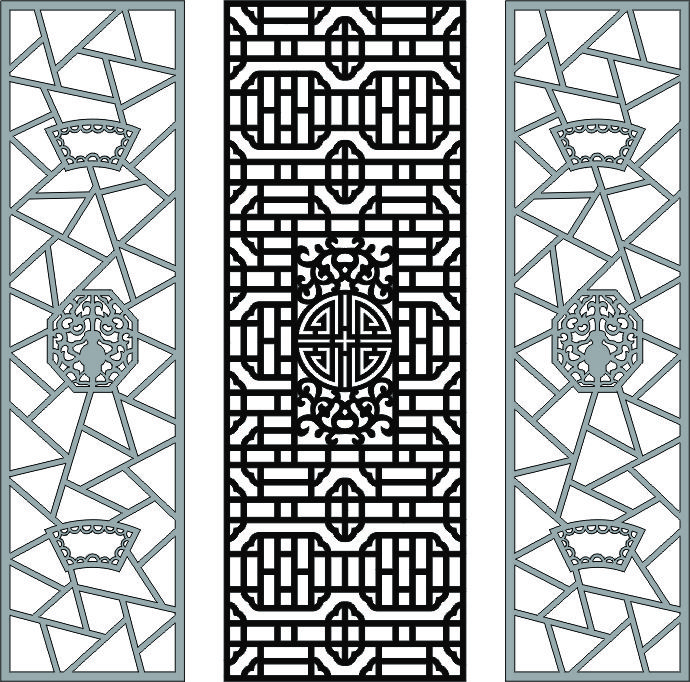 Modern Privacy Partition Indoor Panel Lattice Set Free DXF File